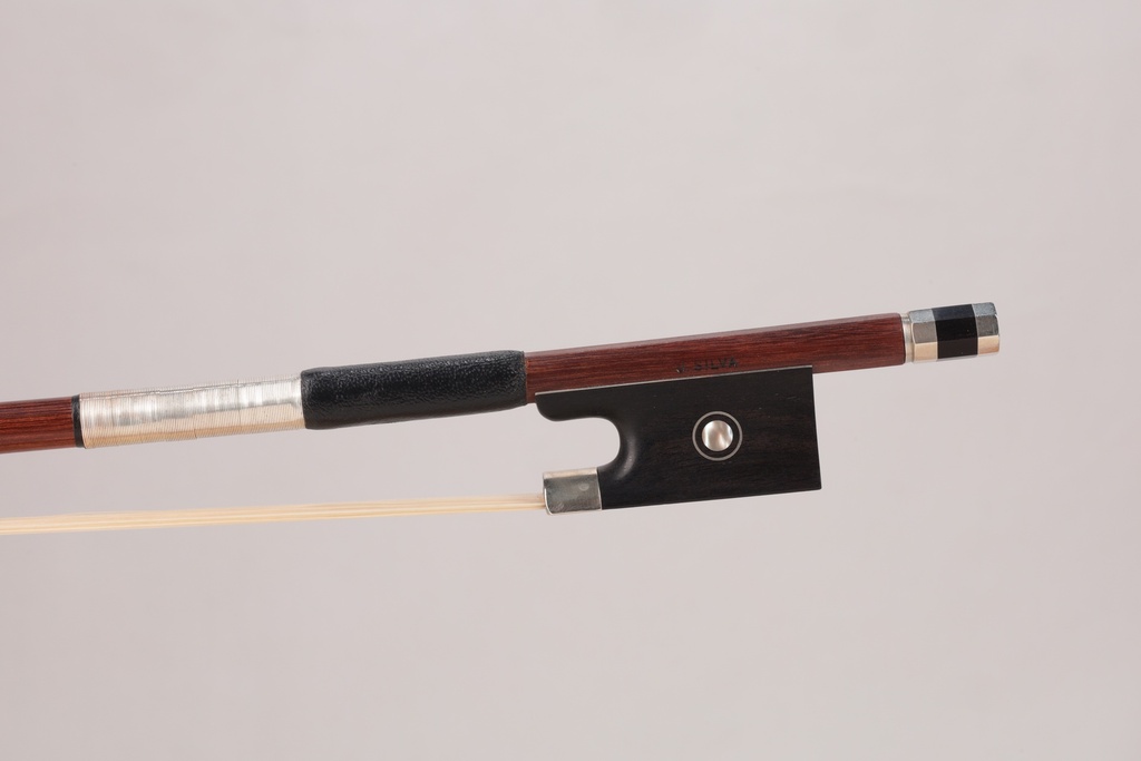 Nickel Mounted Massaranduba Violin Bow Branded J. Silva