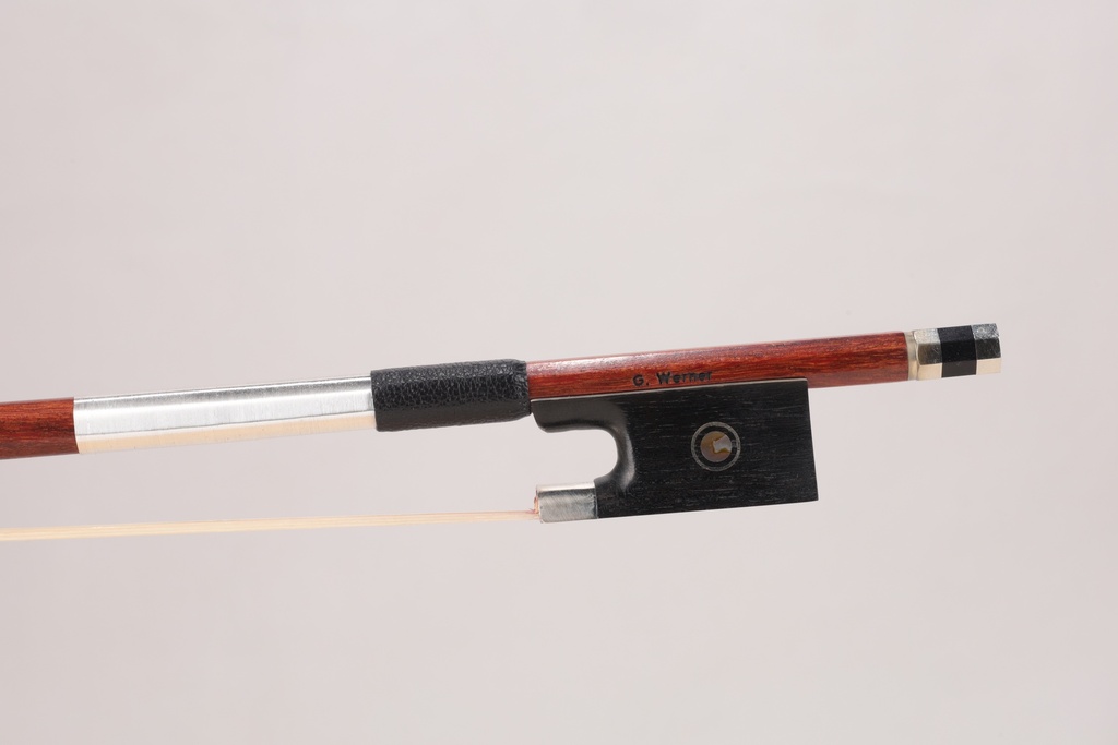Nickel Mounted Pernambuco Violin Bow Branded G. Werner  