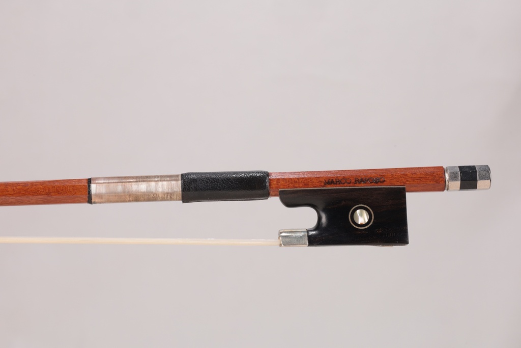 Nickel Mounted Pernambuco Violin Bow Branded Marco Raposo-1/4 