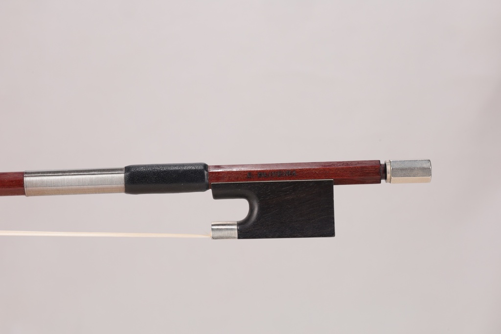 Nickel Mounted Pernambuco Violin Bow Branded E. Oliveira-1/2