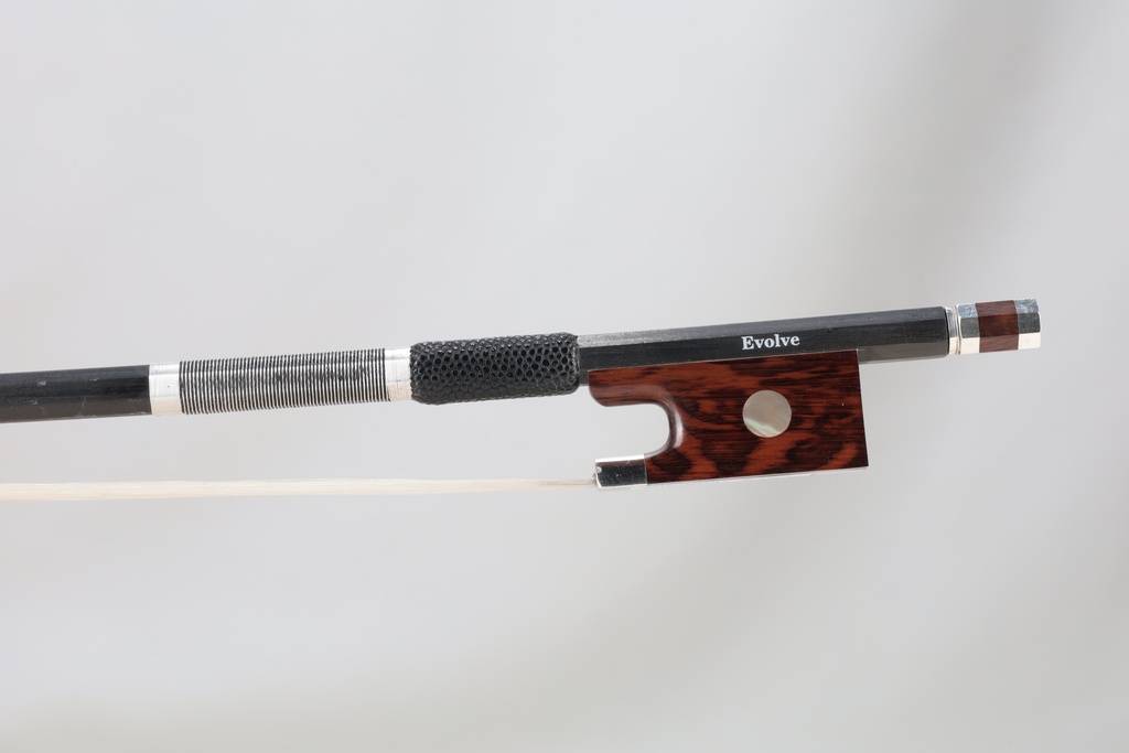 Carbon Fiber Violin Bow With Snakewood Frog Branded Evolve 