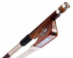 [vcb3223] Arcos Brasil Silver Mounted Cello Bow w/ Fleur de Lis And White Horn Frog